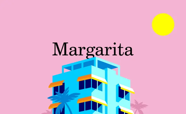 Margarita tropical building illustration, illustrated, retro, vibrant