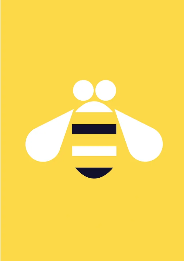 Geometric flat bee icon, flat, geometric, vibrant