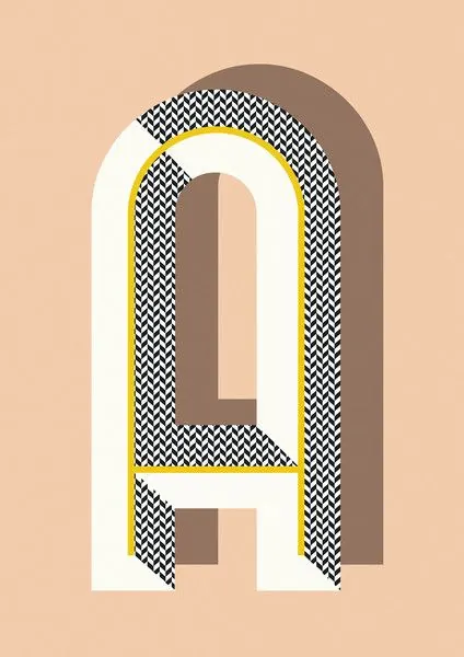 Geometric patterned letter A graphic, minimal, geometric, light