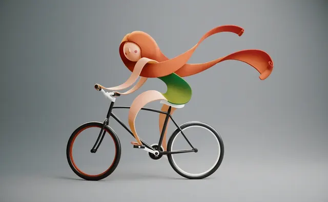 Abstract Figure on Bicycle, abstract, organic, warm