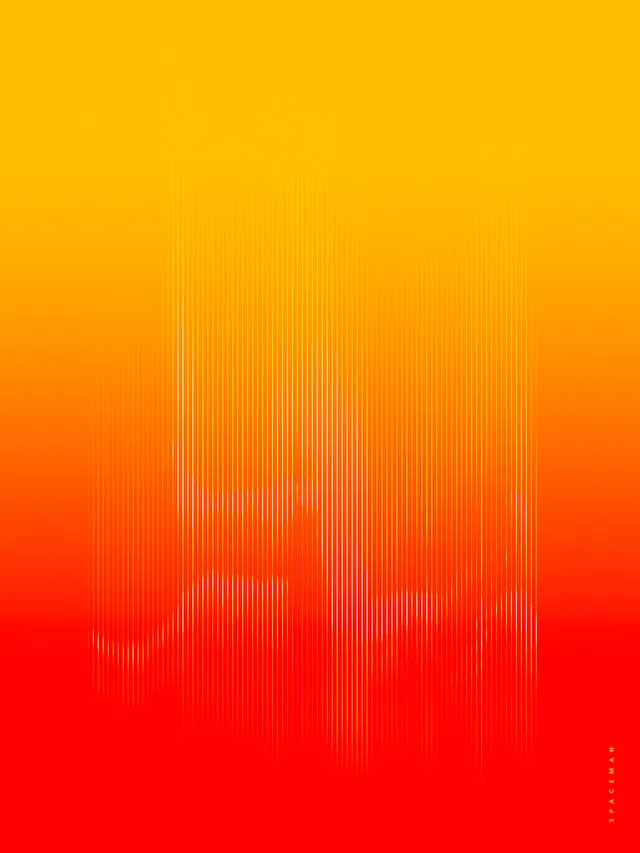 Spaceman gradient illustration with warm color transition, illustrated, gradient-heavy, warm