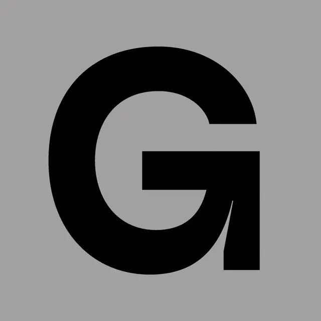 Bold black geometric letter G, minimal, geometric, dark