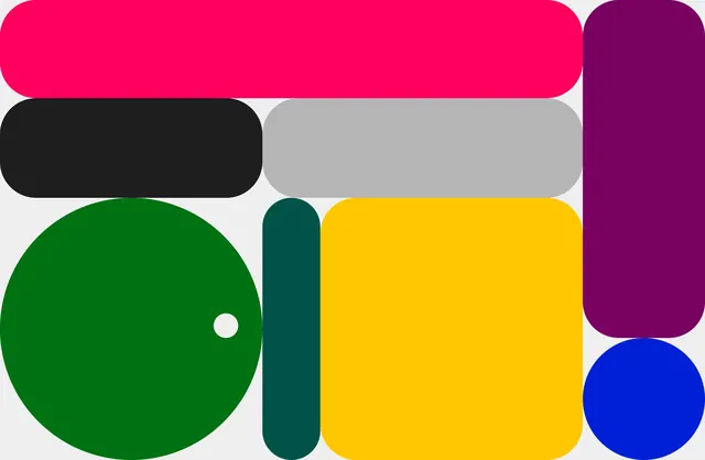 Abstract geometric shape composition, playful, geometric, vibrant