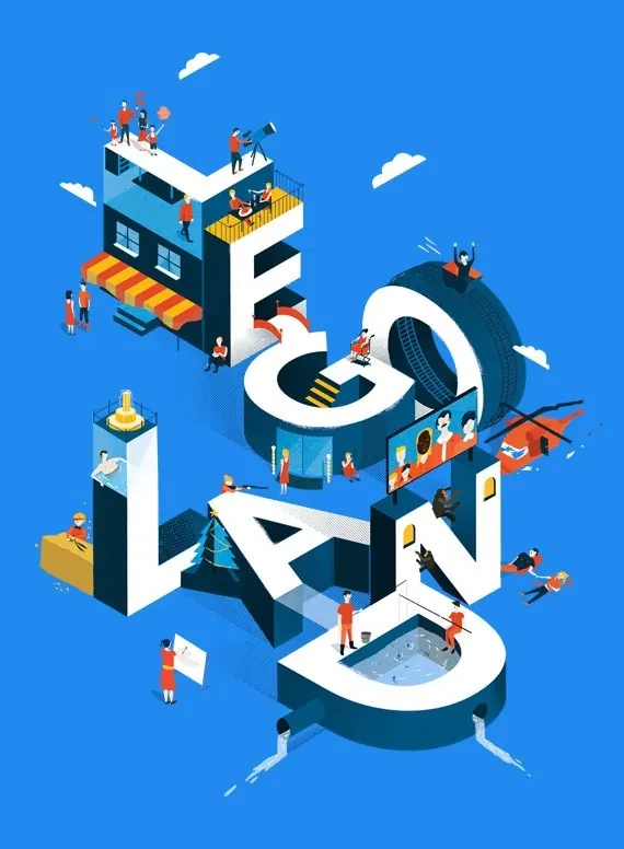 Isometric urban workspace illustration, 3d-render, illustrated, vibrant
