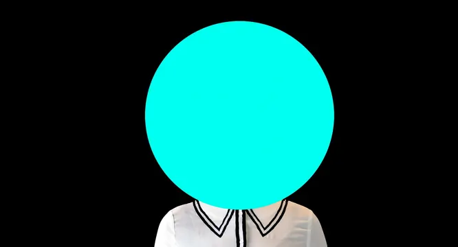 Bold cyan circle portrait illustration, illustrated, minimal, neon