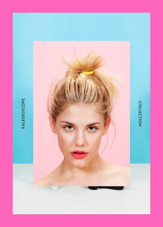 Pop art style portrait composition with vibrant color blocking, playful, pop-art, vibrant