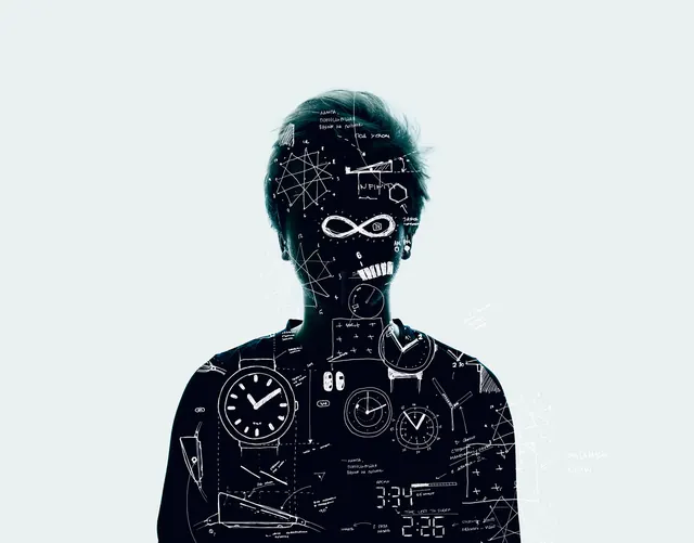 Technical Blueprint Portrait, technical, line-art, monochrome