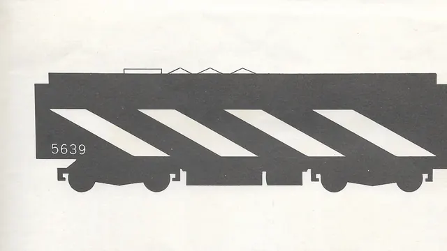 Geometric train car with diagonal stripes, geometric, editorial, monochrome