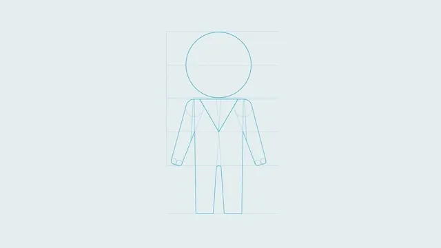 Minimal figure line illustration with guide grid, minimal, line-art, light