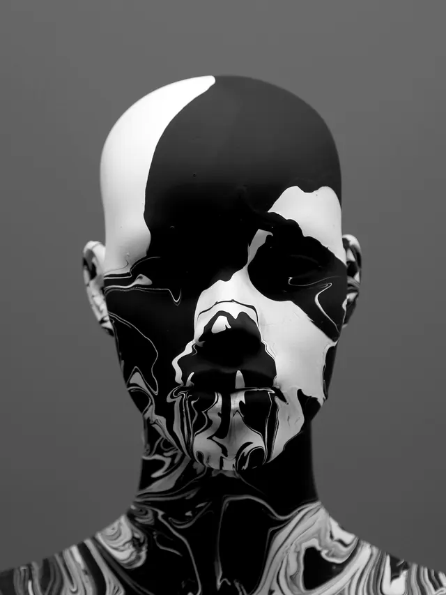 Abstract Humanoid Portrait, abstract, minimal, monochrome
