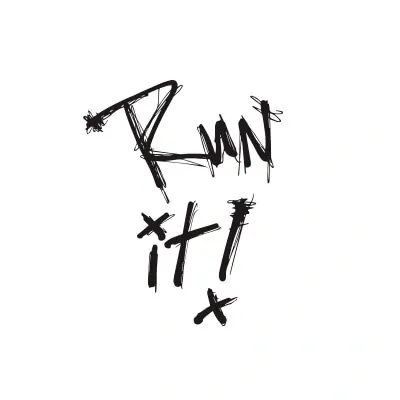 Hand-drawn 'Run it' text with arrows, line-art, minimal, light