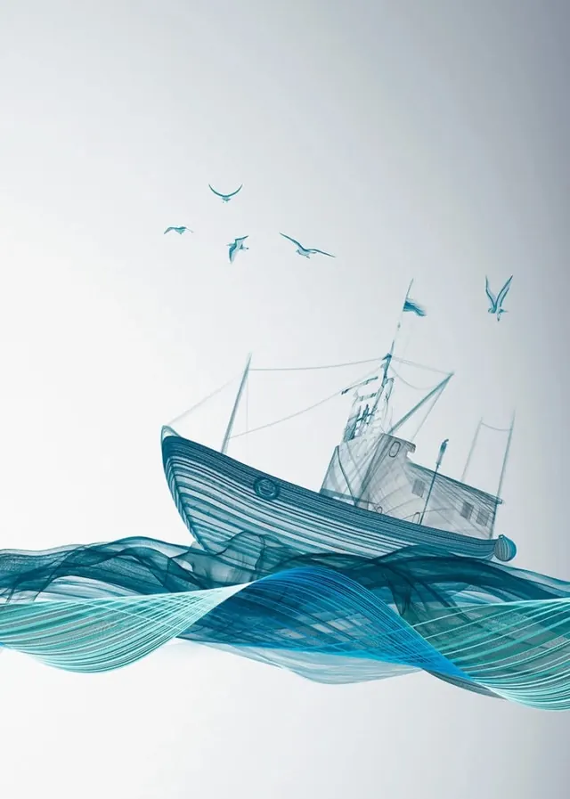 Line Art Ship Illustration