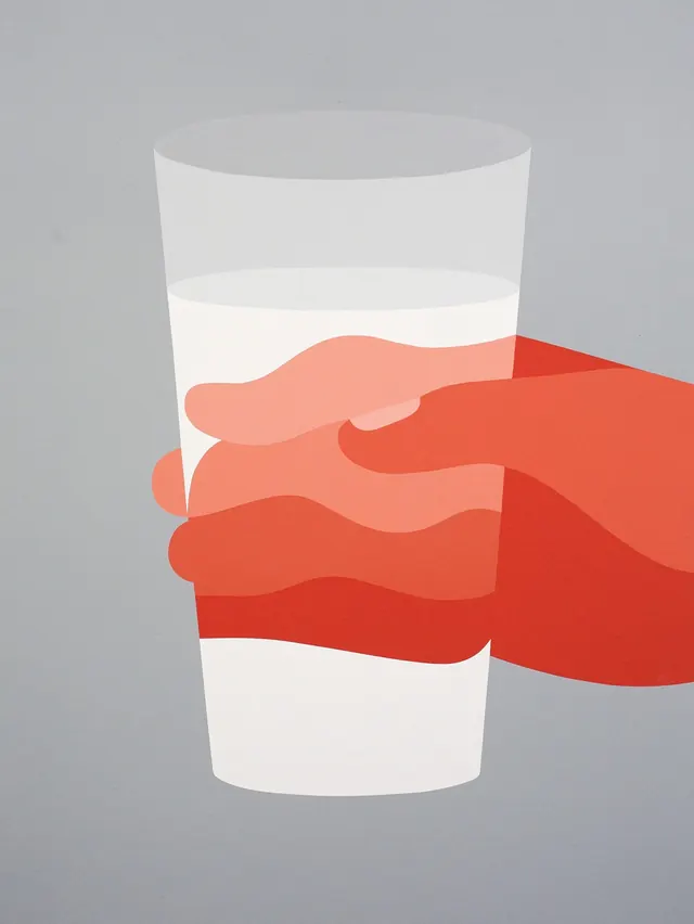 Abstract Hand and Glass Illustration, minimal, flat, high-contrast