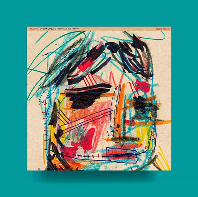 Abstract expressionist portrait on cream paper, illustrated, abstract, vibrant