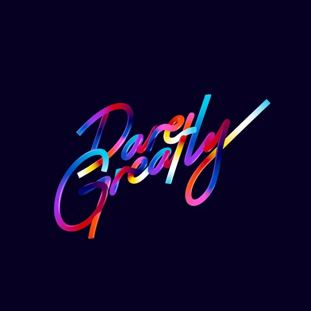 Vibrant gradient 3D neon lettering "Purely, gradient-heavy, 3d-render, vibrant