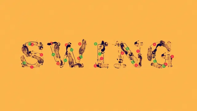 Swing" typographic figure illustration, illustrated, geometric, warm