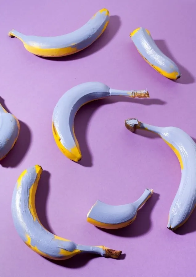 Pop art banana still life with painted effect, playful, illustrated, vibrant