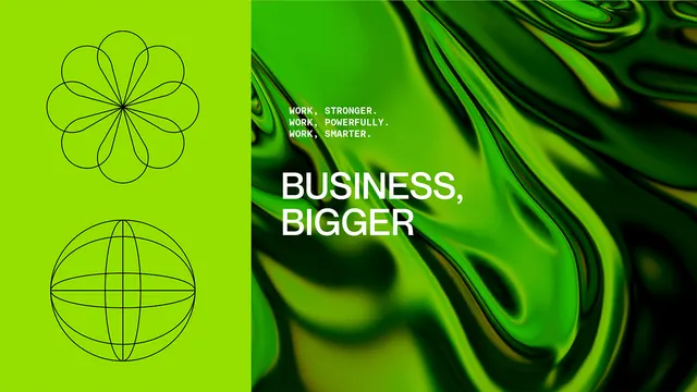 UPWORK GEN AI branding presentation, neo-brutalist, gradient-heavy, vibrant