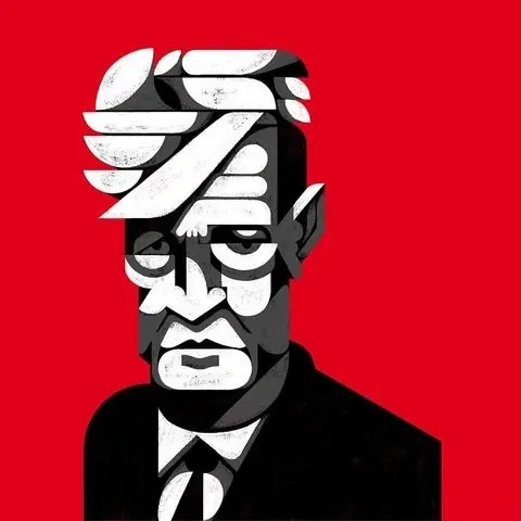 Geometric face portrait with striped overlay, illustrated, geometric, vibrant