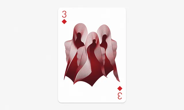 Playing card with abstract line illustration, minimal, line-art, light