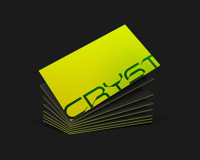 Fluorescent Business Card Stack, minimal, dark-mode, dark