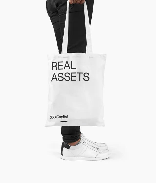 REAL ASSETS Tote Bag Mockup, minimal, swiss, light