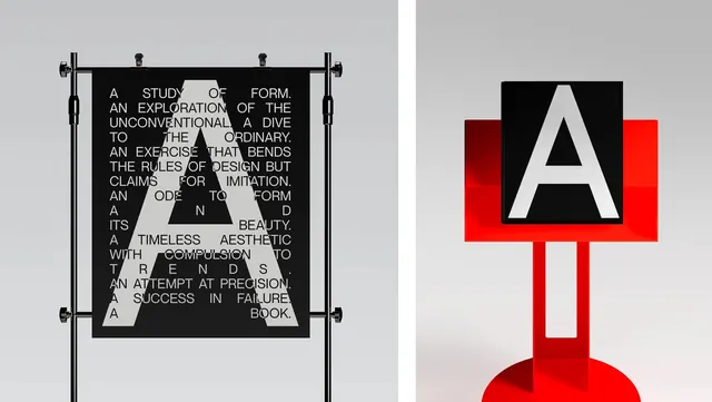 A BOOK typographic mockup diptych, minimal, swiss, monochrome
