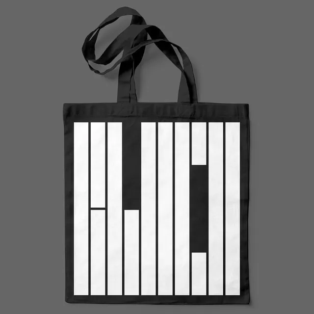 Geometric tote bag design, minimal, geometric, monochrome