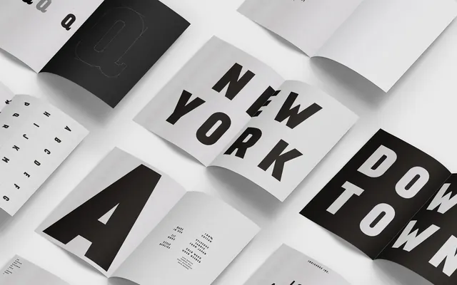 Minimalist publication grid mockup, minimalist, editorial, monochrome