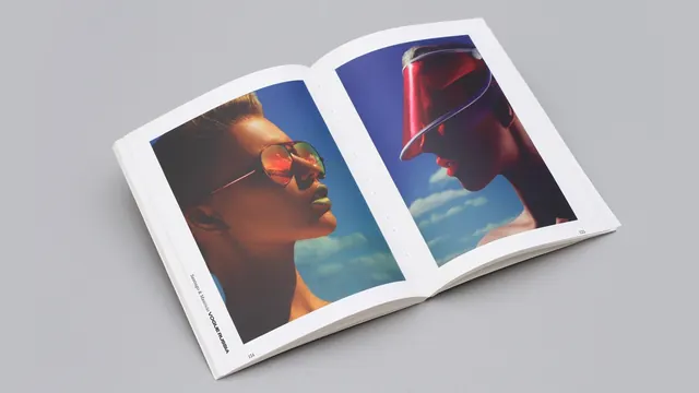 Editorial design publication mockup spread, editorial, minimal, vibrant