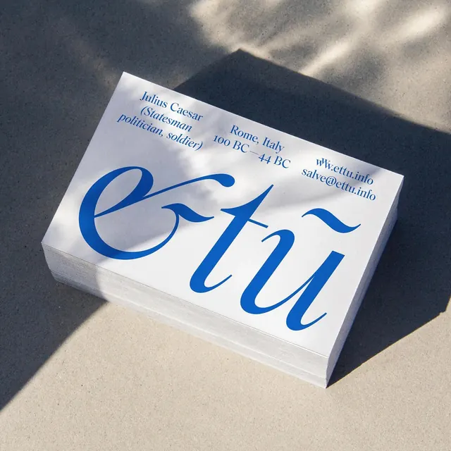 Etti business card design, minimalist, elegant, light