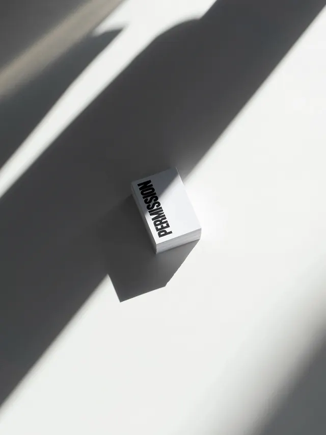 Permission business card mockup with minimalist typography, minimal, geometric, monochrome