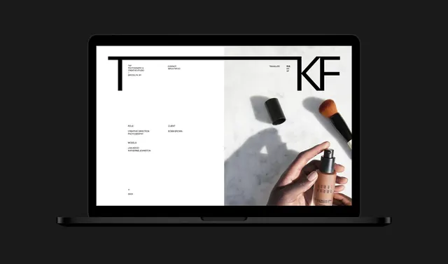 Laptop screen mockup with beauty product showcase, minimalist, photographic, light