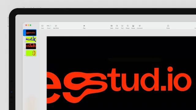 Estud.io visual identity website showcase, modern, bold, dark