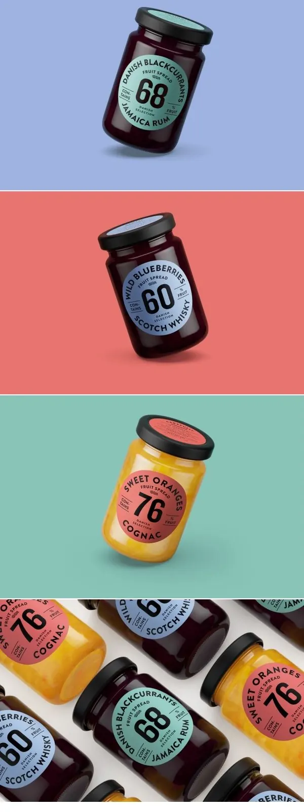 Branding and packaging for Orkla Foods on Packaging of the World by Kontrapunkt Denmark curated by Packaging Diva PD. A new perspective on jam. Launch... - a grouped images picture, minimal, editorial, light