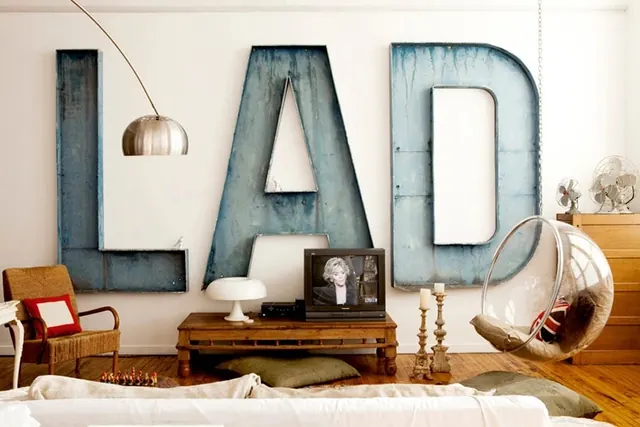 Interior Design Mockup with Large Lettering