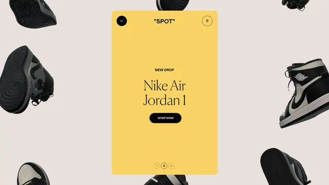 Nike Air Jordan 1 Product Card, minimal, boxed, high-contrast