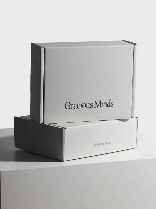 Gracious Minds Custom Cardboard Mailers Printed in Australia., minimal, editorial, light