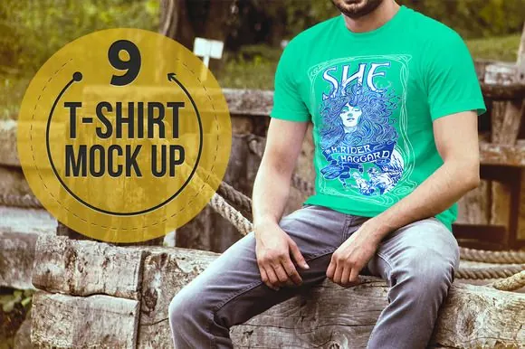 T-Shirt Mock Up, photographic, retro, vibrant