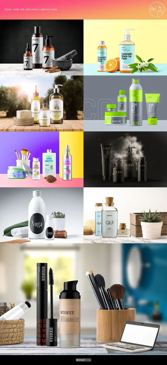 Cosmetic Packaging Branding MockUp, photographic, luxury, light