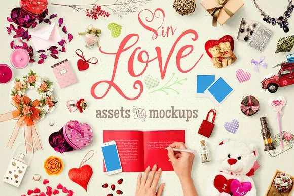 In Love Assets & Mock Ups, playful, maximalist, light