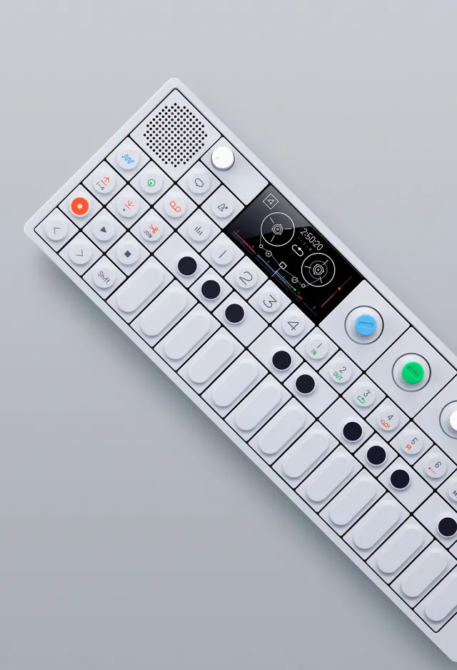 White hardware music controller, minimal, technical, light