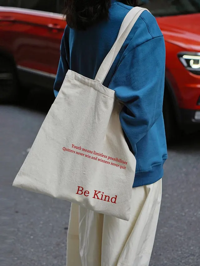 Slogan Graphic Canvas Shopper Bag, photographic, minimal, muted