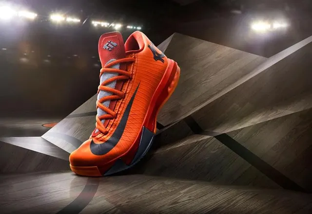Orange Athletic Sneaker Showcase, 3d-render, dark-mode, dark