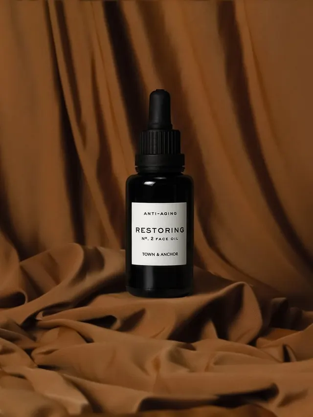 Town & Anchor Restoring Anti-Aging Face Oil, luxury, photographic, dark