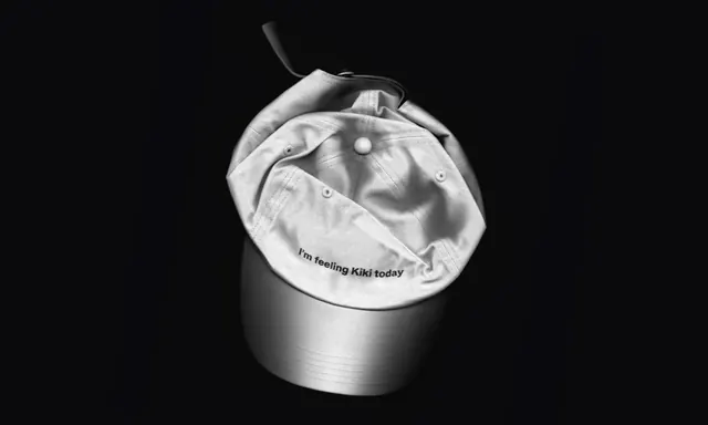Crumpled white cap product mockup, photographic, minimal, monochrome