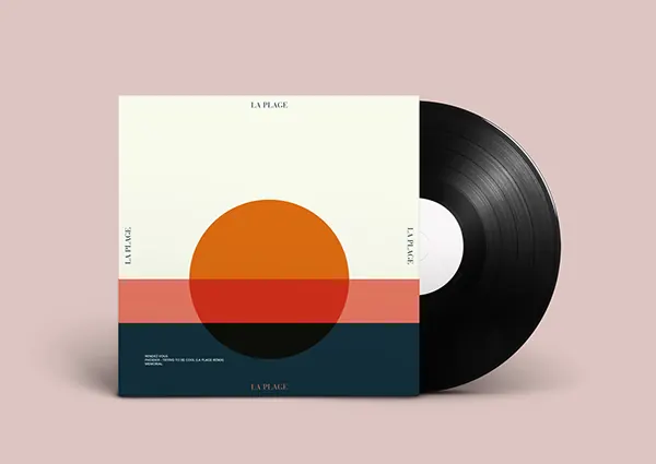 La Plage vinyl sleeve mockup, retro, minimal, vibrant
