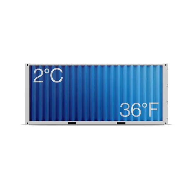 Temperature Display Shipping Container, minimal, corporate-clean, dark