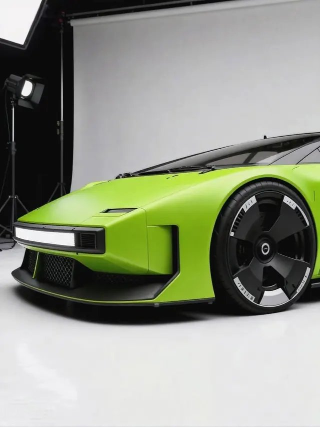 Lime wedge concept car studio, minimal, photographic, light
