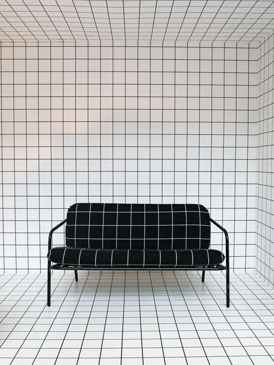 Grid-based Interior Mockup, minimal, geometric, monochrome